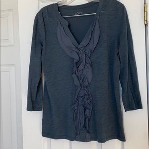 Loft ruffle detail top size medium in a slate blue